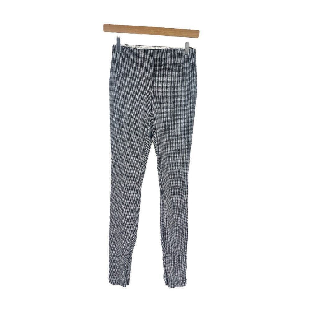 Theory Black White Herringbone Pull On Skinny Ankle Dress Pants Womens‎ P